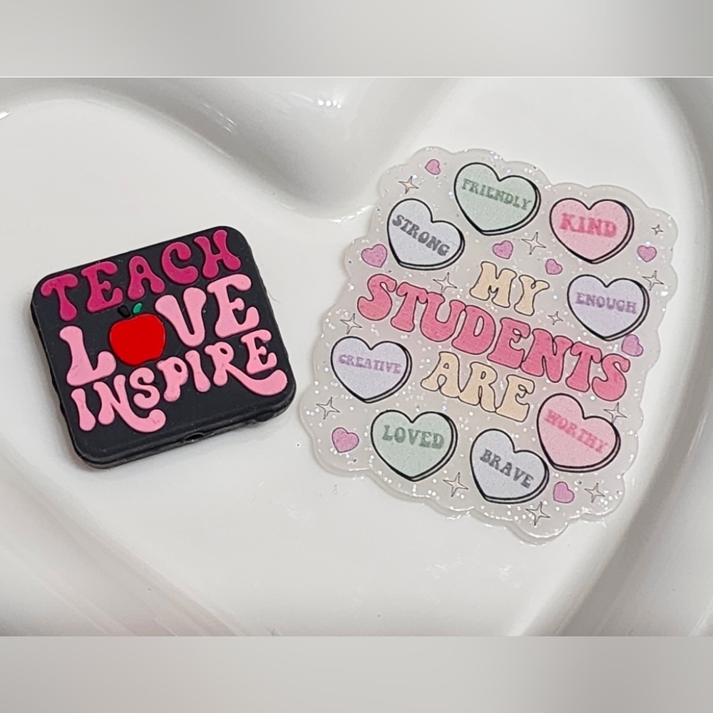 Teacher Flatback Valentine Beads‎ Crafts Badge Keychain Valentines Day Magnet
